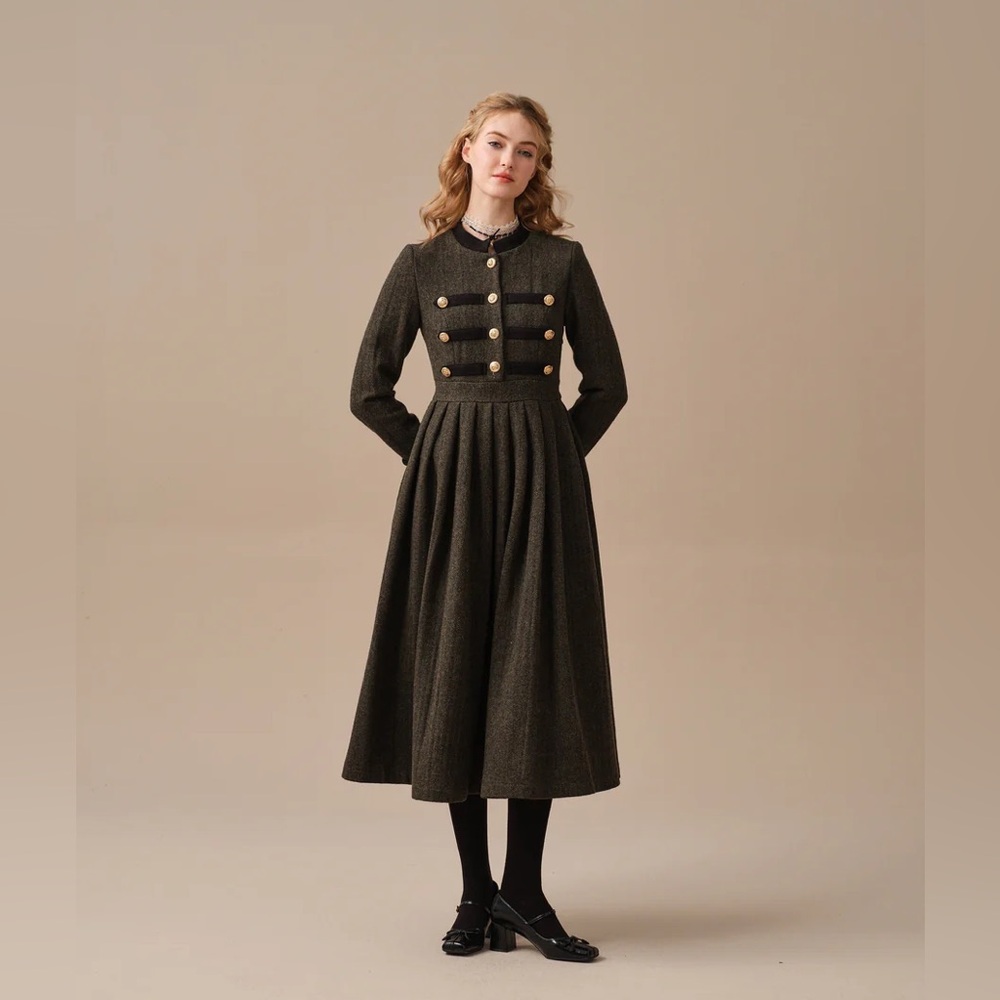 Linennaive Willow27 Green Wool Dress - Picture 7 of 7